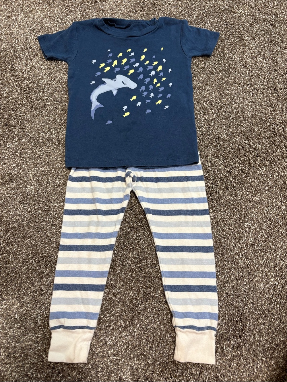 Carter's Navy Shark Tee and Striped Pajama Pants